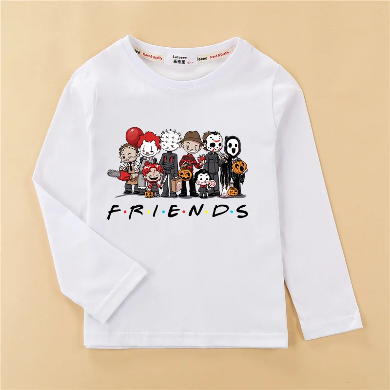 American Horror Story T-shirt Baby Boys Long Sleeve Shirt Halloween Cartoon Tops Children Spring and Autumn Tees