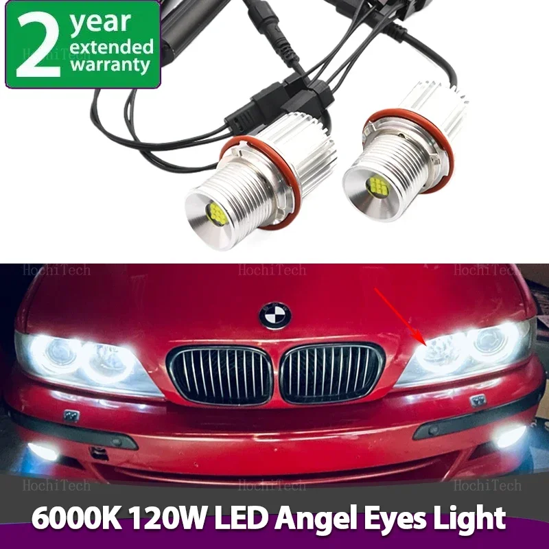 Anel de luz led anjo olho 120w, iluminação automática 6000k para bmw e39 e81 e82 e87 e88 x5 e53 e60 e61 e63 e64 x3 e83
