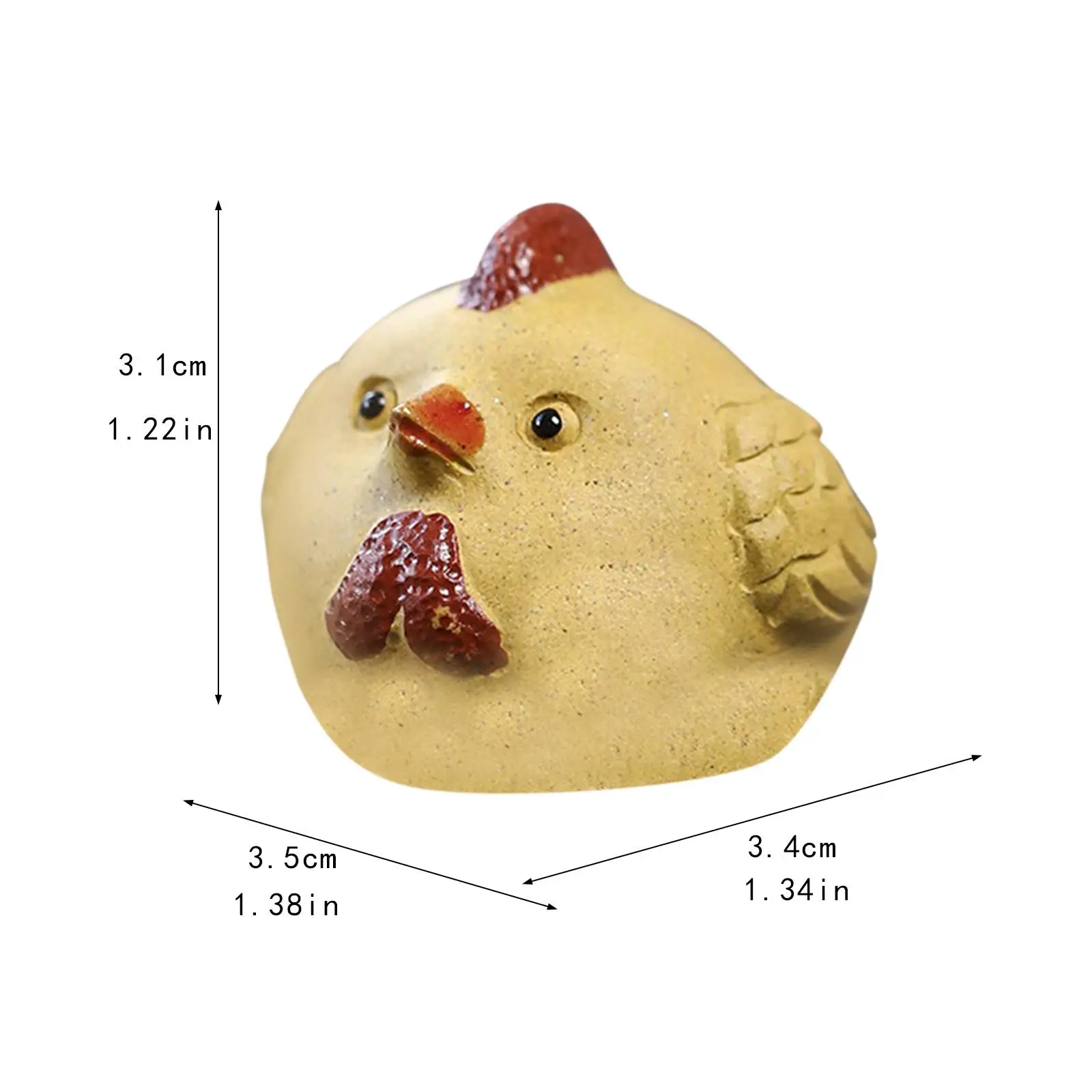 Chicken Figurine Tea Pet Collectible Tabletop Ornament Small Sculpture for Centerpiece Teahouse Living Room Shelf Home Decor