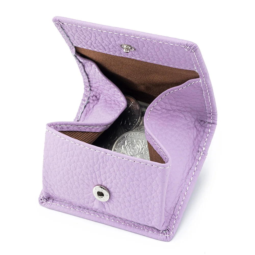 Mini porte-monnaie en cuir véritable pour hommes et femmes, cuir de vachette souple, porte-cartes d'étudiant, sacs de rangement carrés, simple, petit sac à main, poudres