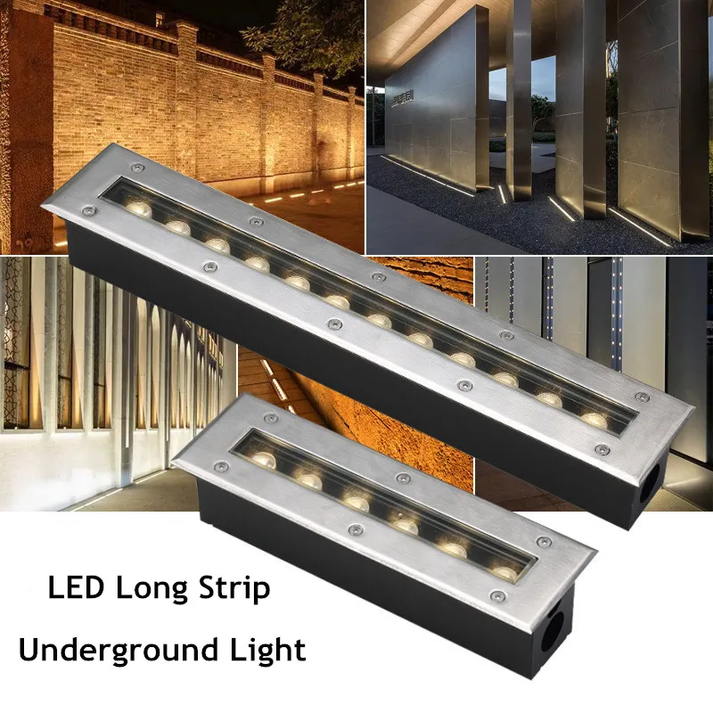 

Long Strip Underground Light Recessed Wall Washer Lighting Outdoor Waterproof Step Square Aisle Floorlight 6w 9w 12w 18w 12v