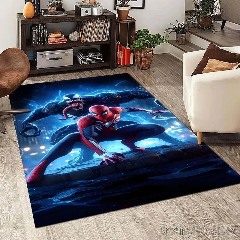 Anime Marvell Spider Man karpet bergambar untuk ruang tamu kamar tidur dekorasi Sofa anak-anak bermain Area rumah anti-selip tikar lantai hadiah