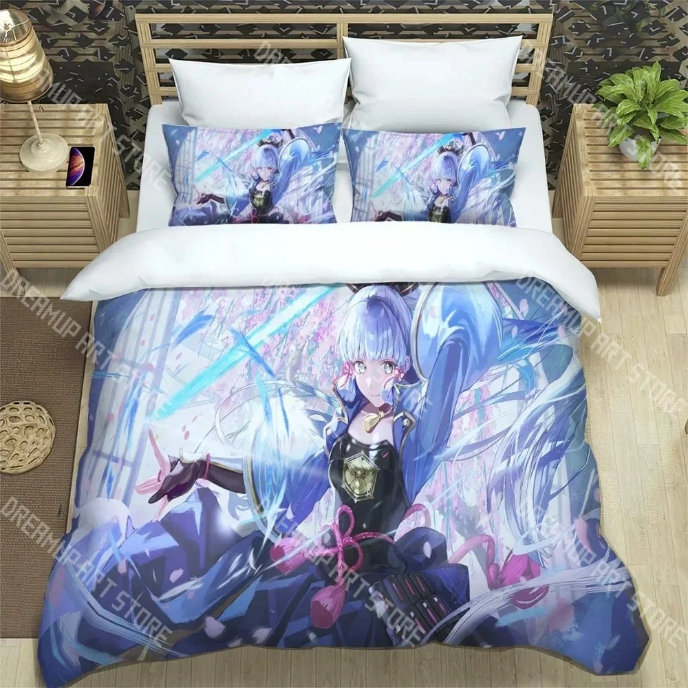 Fashion Genshin Impact Anime Bedding Set Single Twin Full Queen King Size Bed Set Kids Bedroom Duvetcover Sets Bed Sheet Set