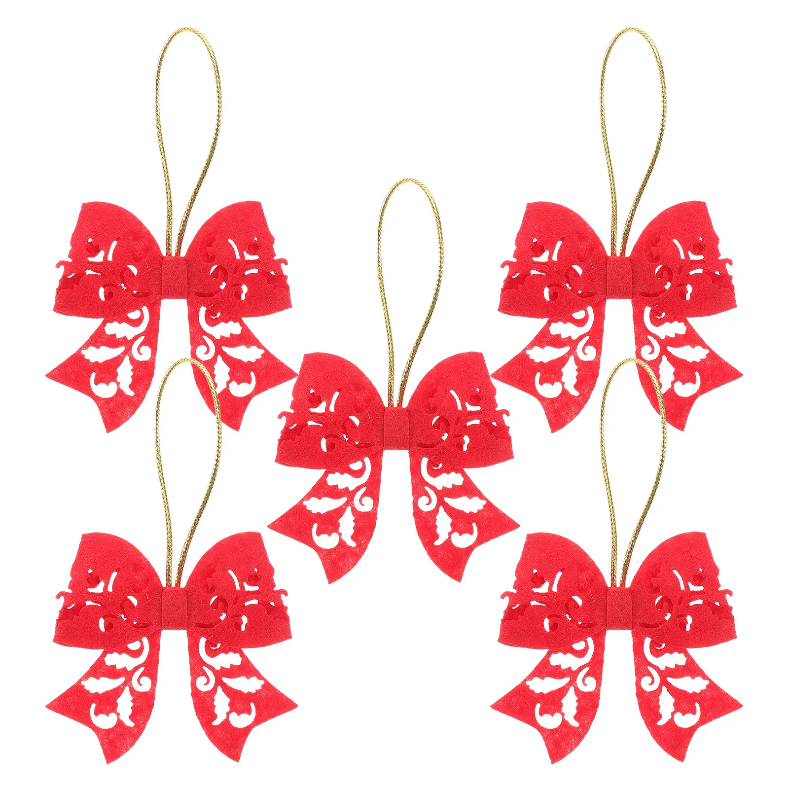 5 قطع من أقواس حمراء لزينة شجرة العطلات، تصميم فريد من نوعه من القطن، استخدام متعدد الاستخدامات، سهل التعليق، أناقة مصنوعة