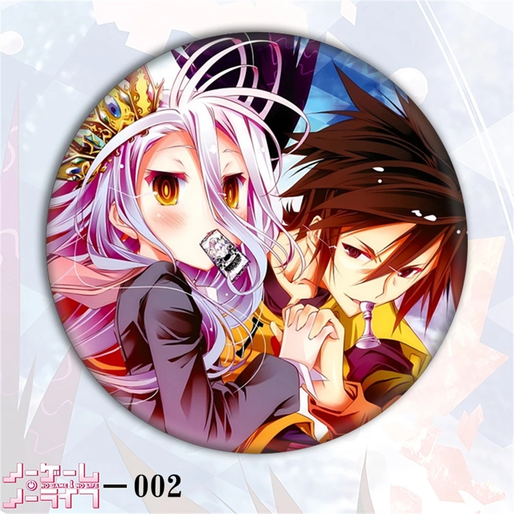 58 مللي متر أنيمي لا لعبة لا حياة الأبيض فارغة تأثيري زي شارة دبوس SPTE صفيح بروش الدعامة جيلف