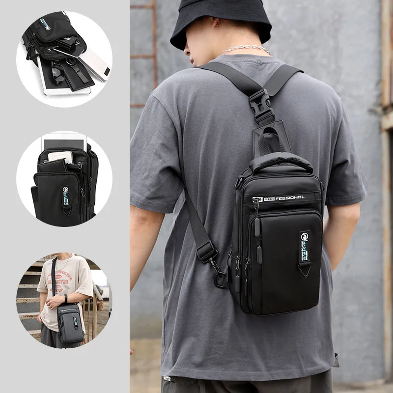 HVTIL Tactical Nylon Waterproof Shoulder Bag Small Handbag Man Functional Crossbody Bag For Men Bolsas Travel Gym Sport Backpack