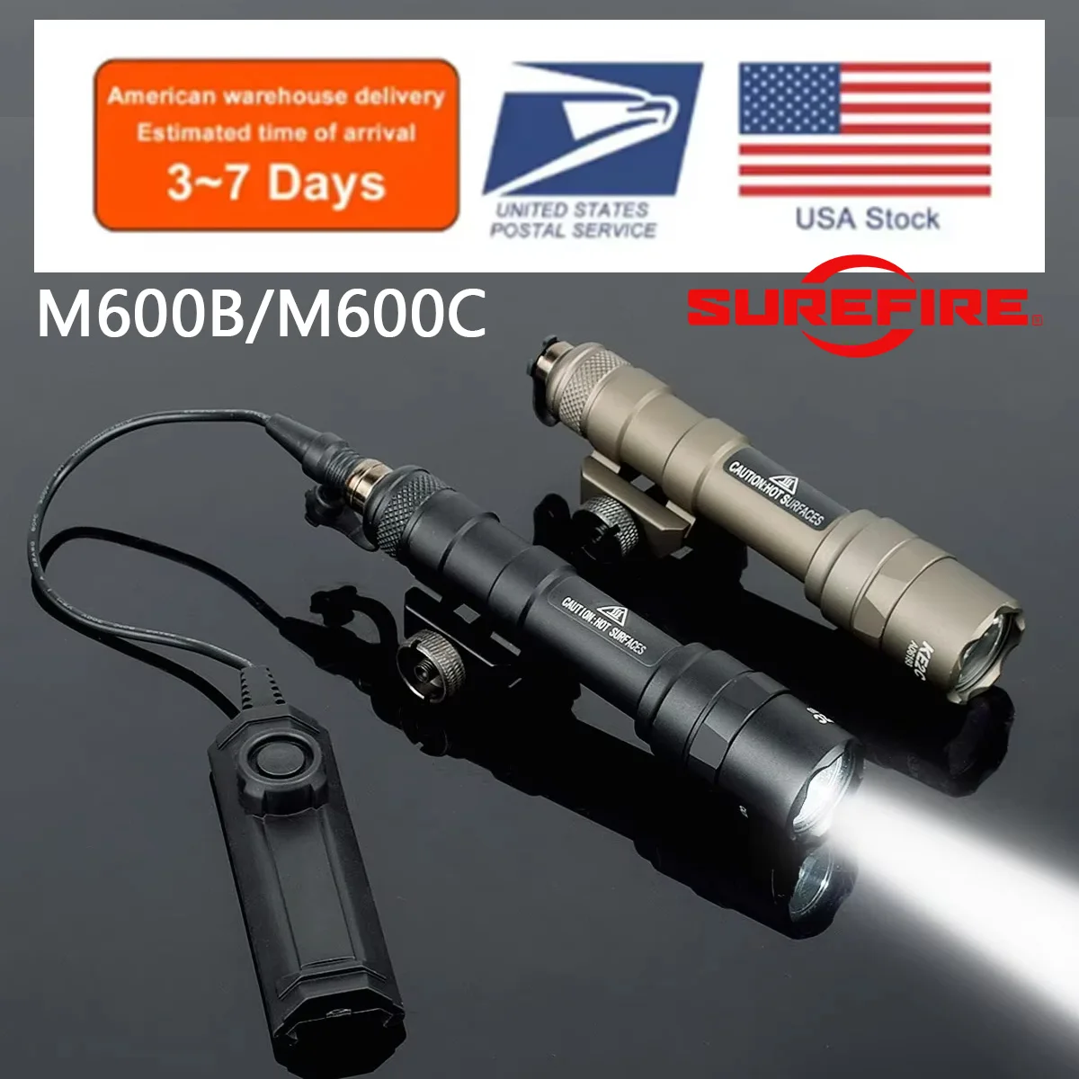 Tactical Scout Light SureFire M600 M300 M600C Dual Pressure Switch Airsoft AR15 Rifle Hunting Weapon Flashlight LED SF Gun Lamp