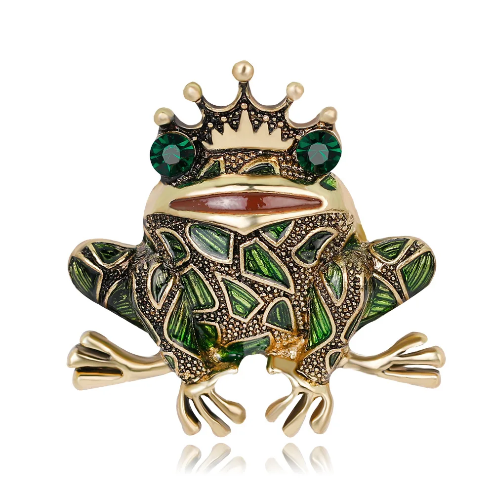 Shiny rhinestone frog brooch Retro fashion animal pins Cute vivid punk men women  accessories Jewelry gifts for everyday parties