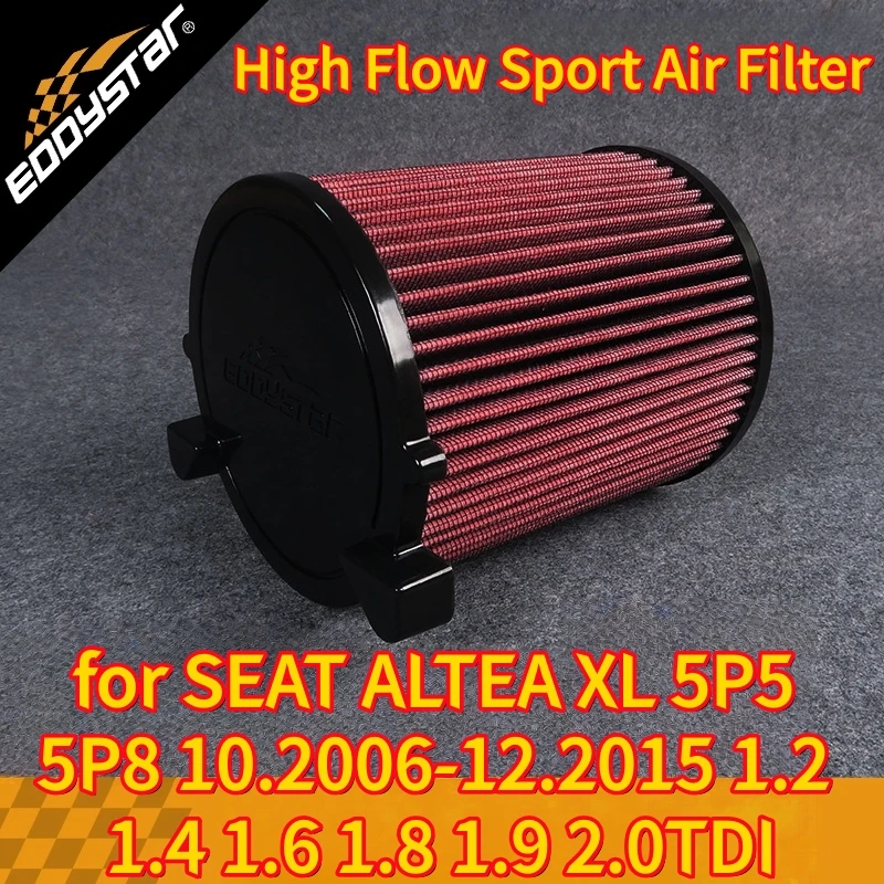 

High Flow Sport Air Filter for SEAT ALTEA XL 5P5 5P8 10.2006-12.2015 1.2 1.4 1.6 1.8 1.9 2.0TDI Washable Racing Intake Filters