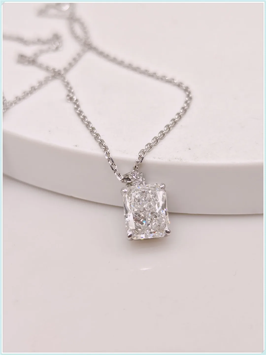 18K white gold diamond pendant Radine Cut 5CT Lab Grown Diamond IGI Certificate Men's necklace factory custom wholesale