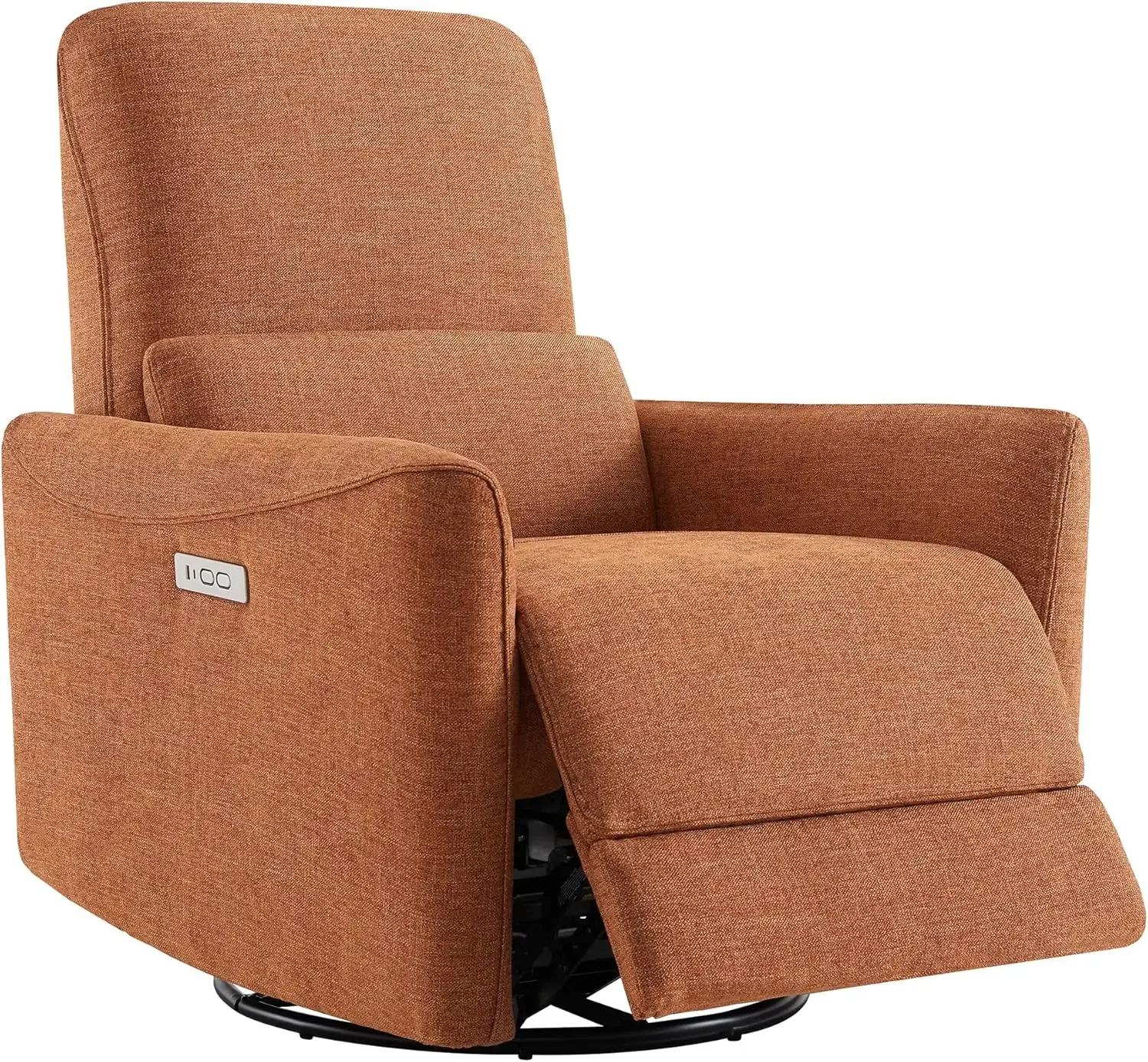 Silla reclinable, planeador giratorio, tela certificada FSC, sala de estar, guardería, sofá reclinable con soporte lumbar, terracota