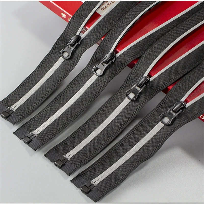 (5 Stück) 5 # Nylon-Reißverschluss mit reflektierendem Streifen, Outdoor-Hardshell-Schutzkleidung, Anti-Silber-Streifen, Einzelend-Reißverschluss, 80 cm