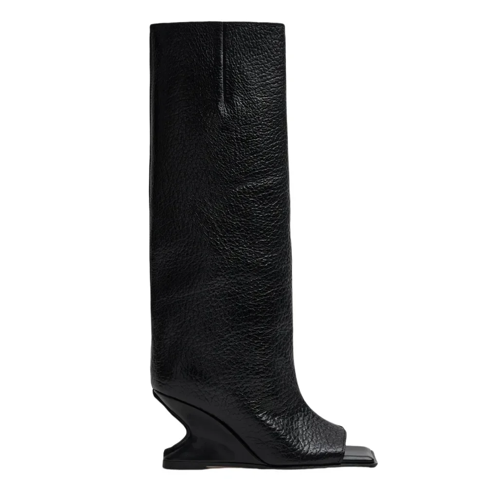Women's Square Toe High Heel Knee Boots product photo