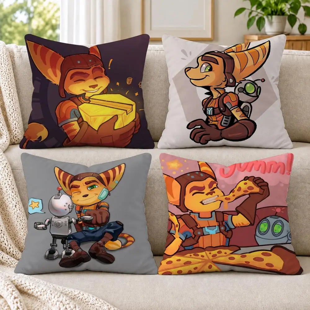 R-Ratchet N C-Clank Cushion Cover Short Plush Double-Sided Printing Sofa Bedroom Living Room Throw Pillow Cover Home Decor