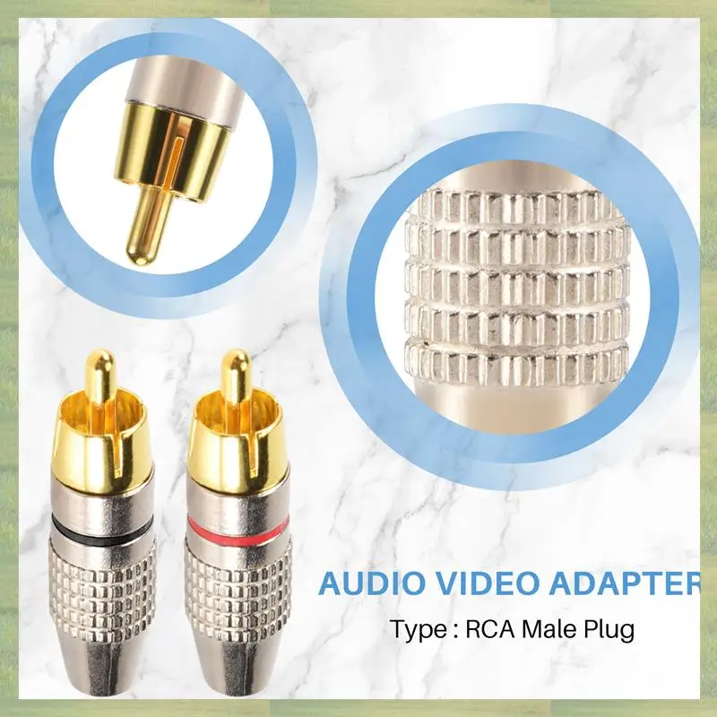 

N15R-20 Pcs RCA Plug Audio Video Locking Cable Connector Gold Plated