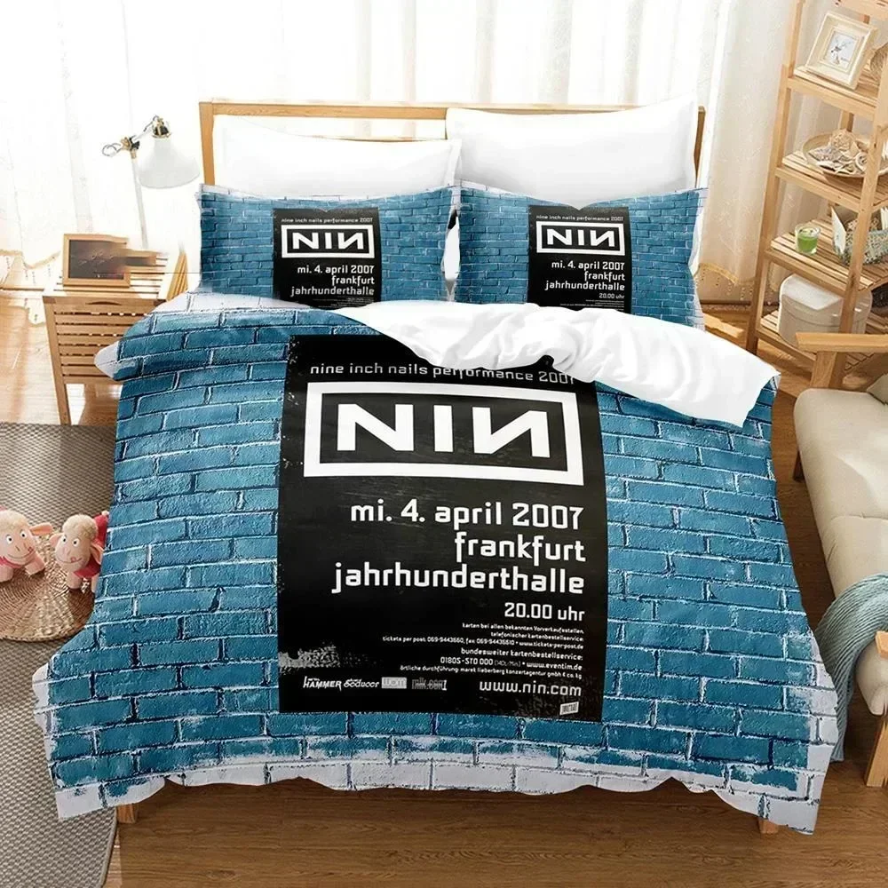 3D Nine Inch Nails NIN Bedding Set Duvet Cover Sheet Printed Bed Set Pillowcase Bed Full Queen King Size Comforter Bedroom