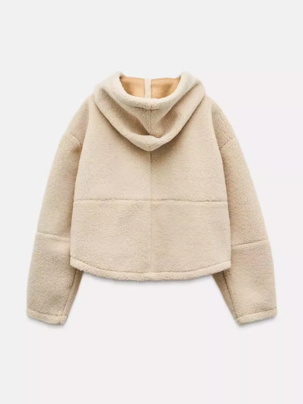 Witte Fufu Koreaanse Sle Fluffy Hooded of Lamsvachtjas Dames Thiened Buitenkleding Commute Sle Loose Fit Lange Sve