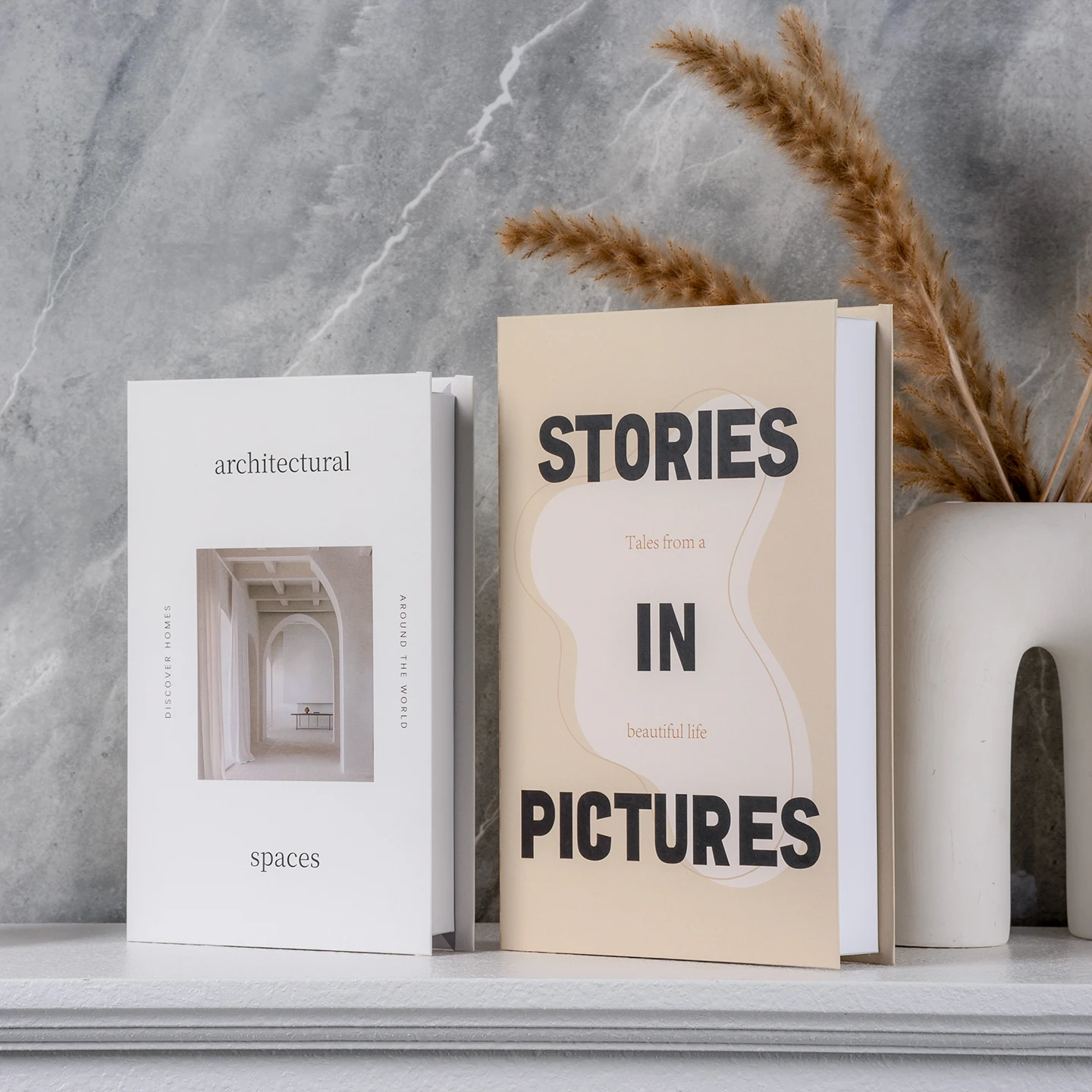 2 Stück Öffnbare Deko-Bücher für Wohnzimmer, Designer-Bücher als Couchtisch-Ornamente, Requisiten für Club, Hotelzimmer und Villa – Detail 4