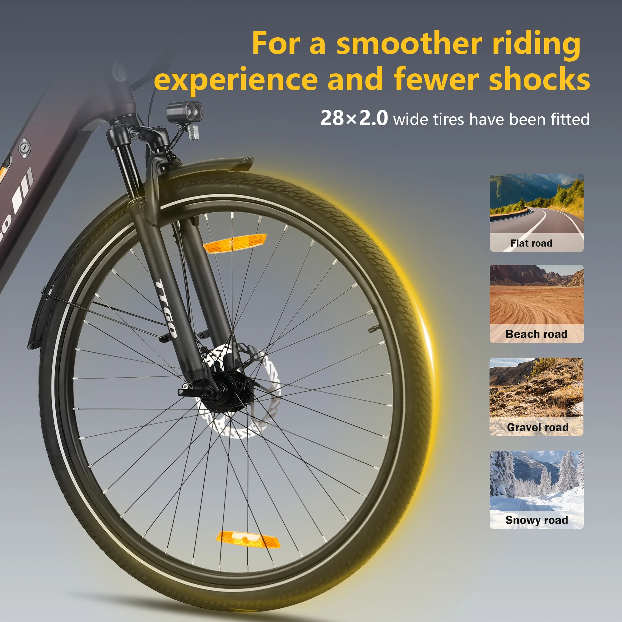Bicicleta eléctrica Ttgo C3 SE 36V 18Ah para adultos, con neumáticos de 28 x 2 pulgadas, cuadro de aleación de aluminio, 7 modos de asistencia, autonomía de 90 a 120 km, motor sin escobillas, batería de litio extraíble, frenos de disco, ideal para diversas situaciones: montaña, carretera, ciudad y uso urbano.