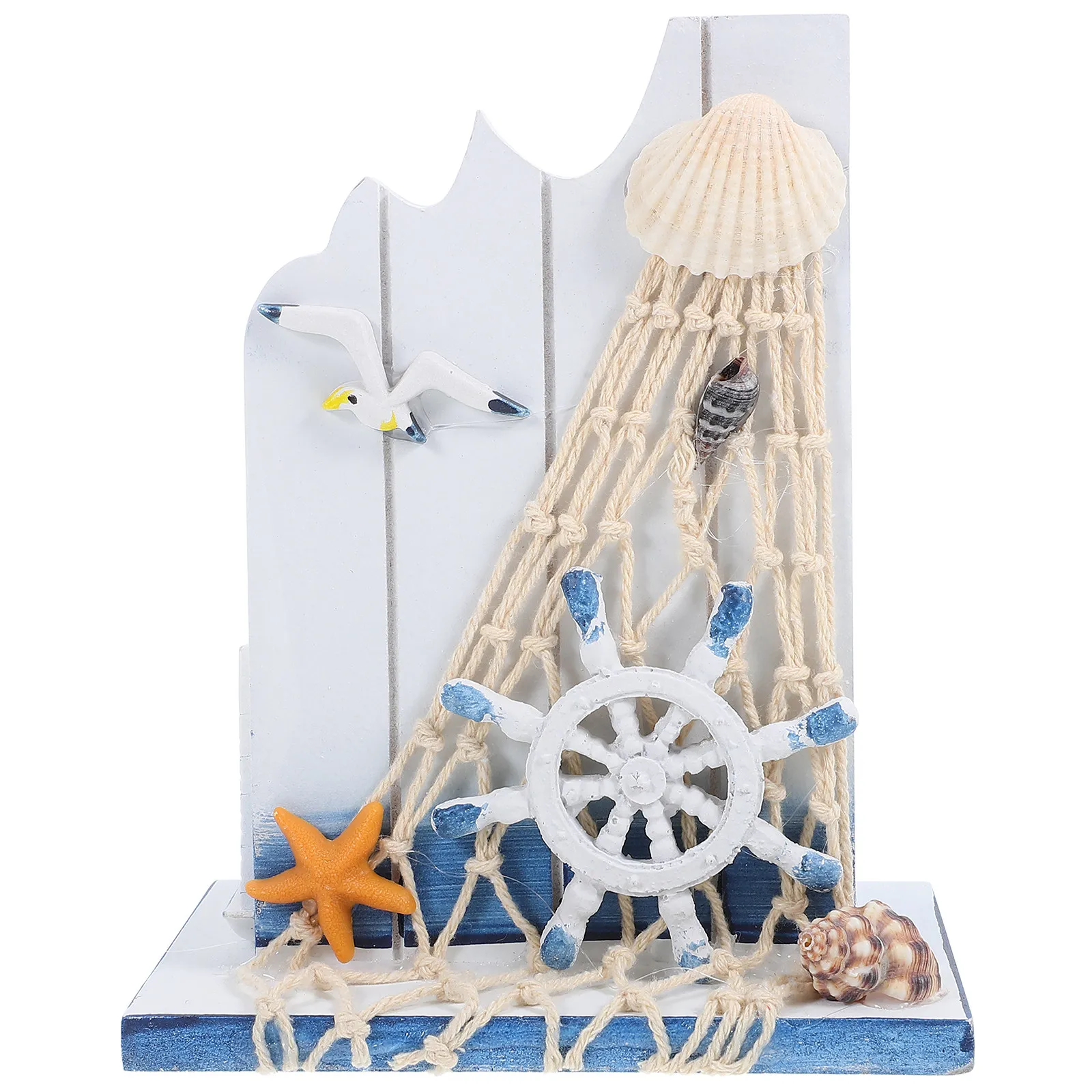 Coastal Wooden Pen Holder Nautical Desk Organizer Sailing Themed Pencil Cup Beach Style Stationery Container for Office Home