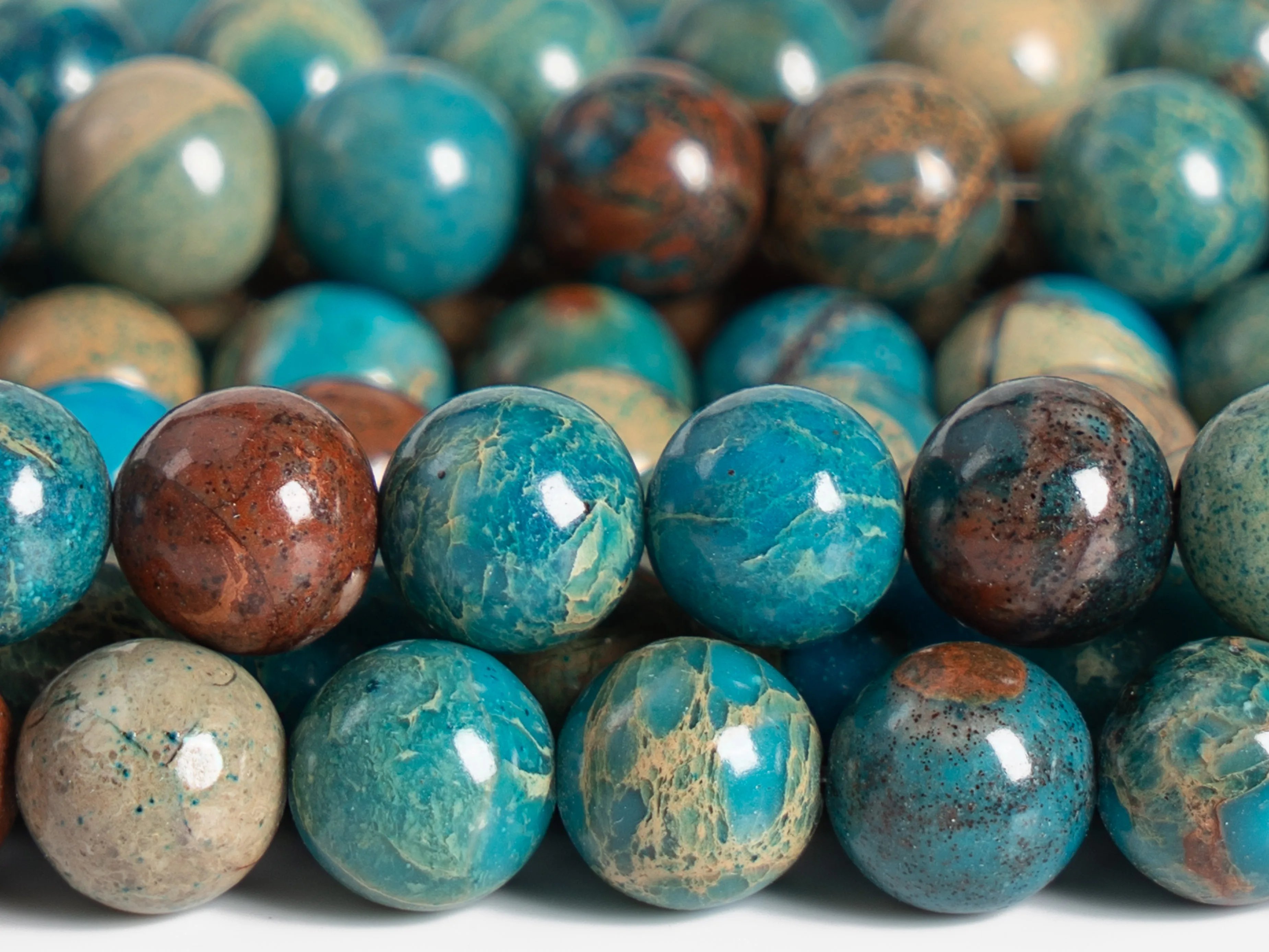 Genuine Natural Blue Brown Snake Skin Jasper Beads Grade AAA Gemstone Round Loose Beads 4/6/8/10mm for Jewelry Making