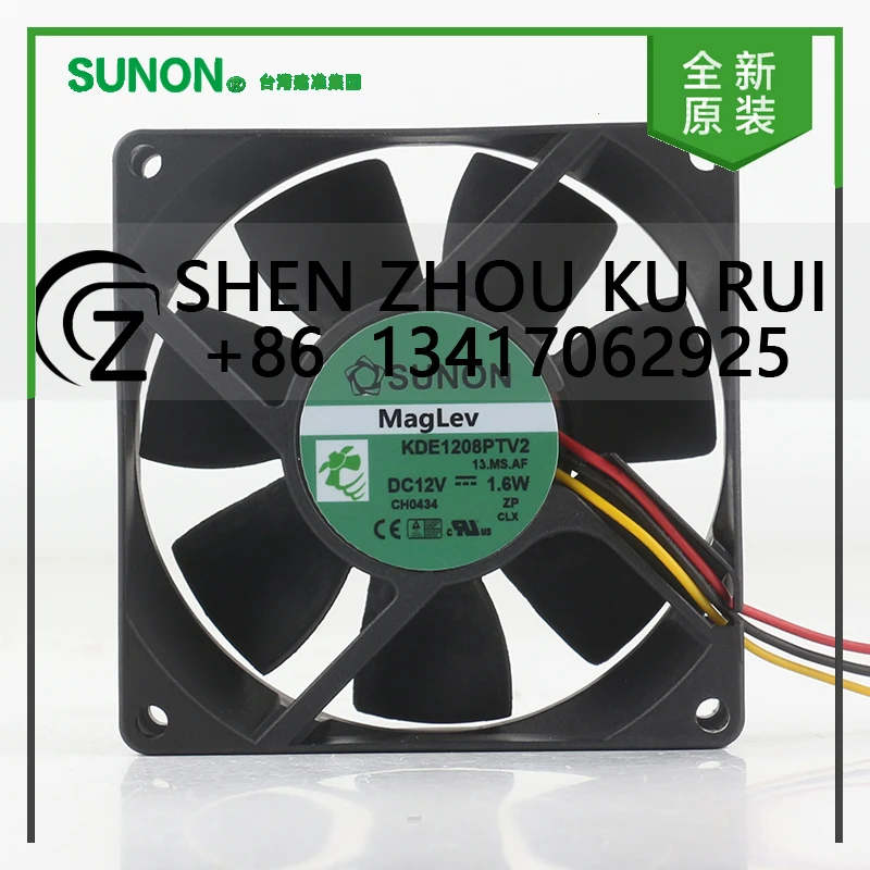 

Original Sunon 5V 24V 48V DC 12V 1.6W AC EC 8025 80X80X25MM 8CM Silent Chassis Power Supply 3-wire KDE1208PTV2(AF) Cooling Fan