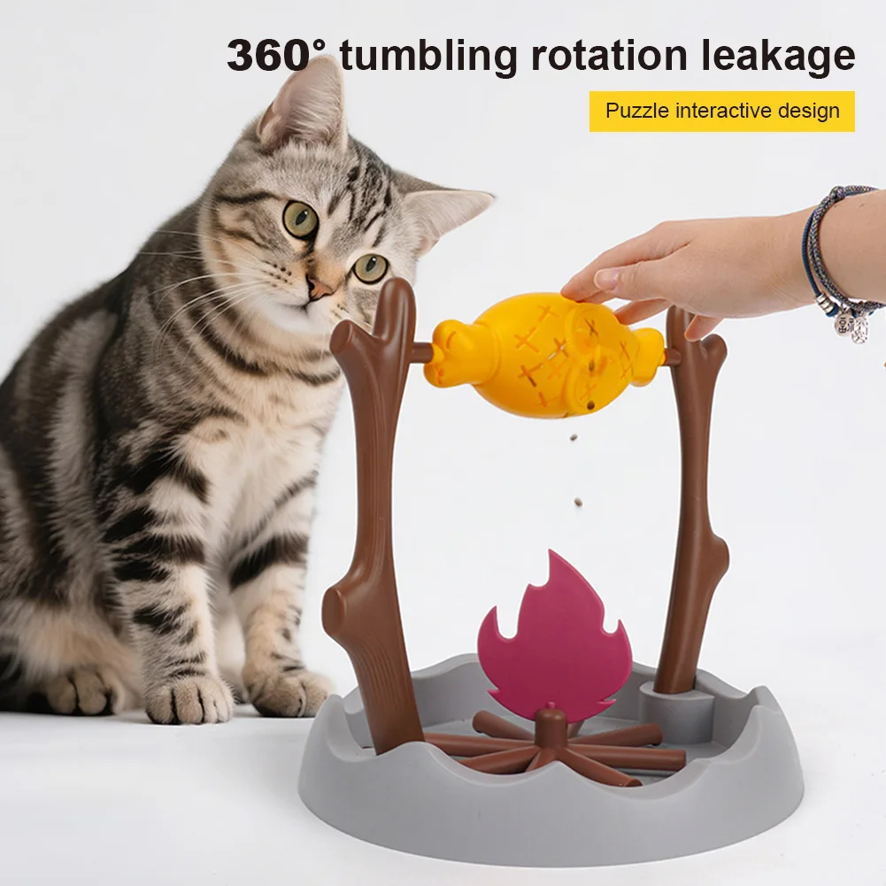 

Миска для медленного кормления кошек 360 ° Вращающаяся игрушка-диспенсер для корма и лакомств для кошек и собак в виде жареной рыбы
