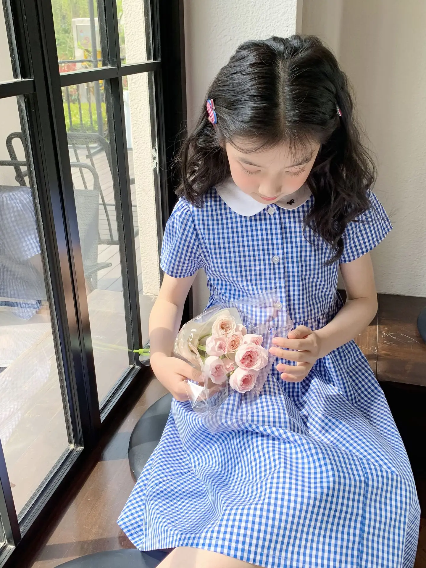 

Новое летнее платье для девочек с вышивкой и синим клетчатым узором, модель «Принцесса»