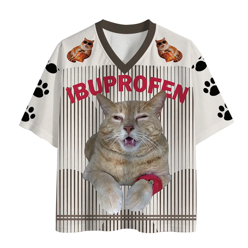 New Sports Mesh Jersey,QuickDrying Sports Short Sleeved Jersey,Upgraded Fabric,Mesh Knitted Fabric,Cute Cat Emoji Pack,Y2K Trend