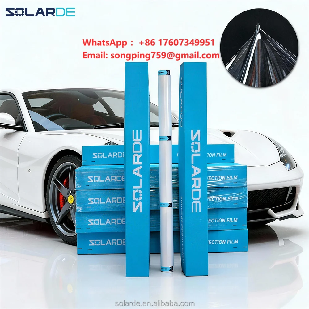 SolarDe 10 Years Warranty PPF 7.5mil Clear TPU PPF Car Paint Protection Film Super Hydrophobic Instant Self Healing Car Tints