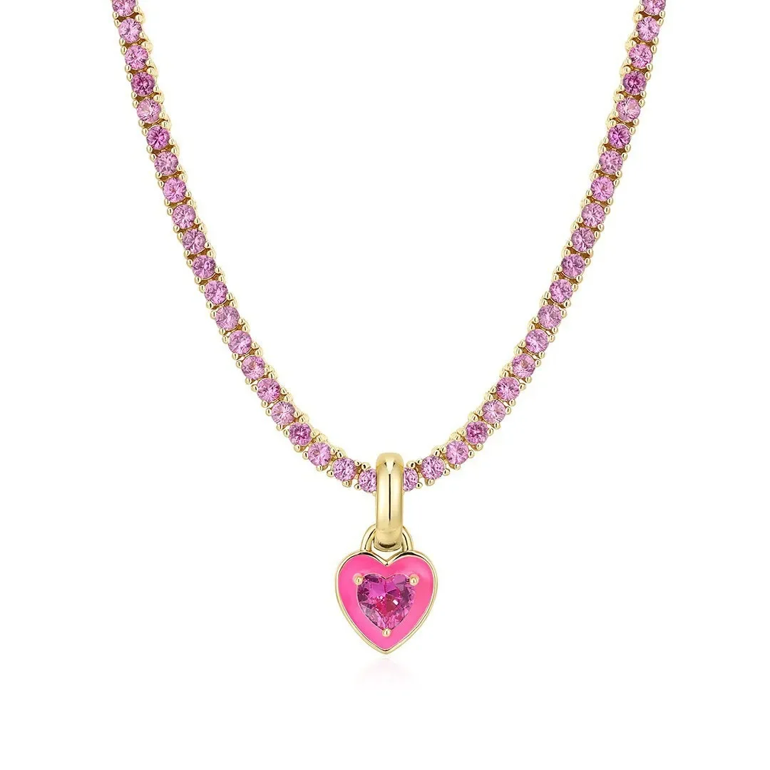Luxury Sparkling Rhinestone Love Heart Necklace for Women Girls Box Chain Pink Zircon Choker Gift 2026 Trend Jewelry Accessories