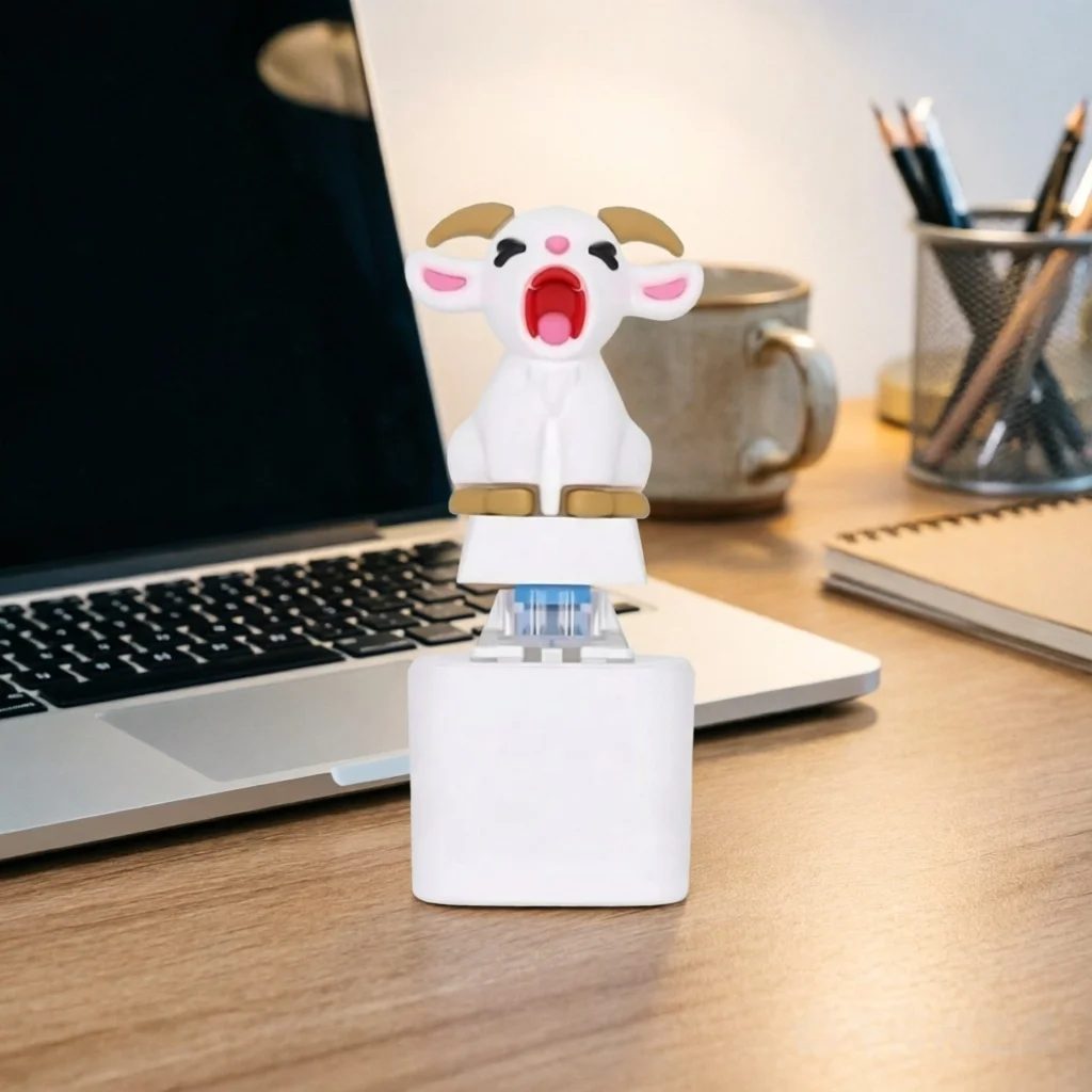 Screaming Goat Rechargeable Keychain Sound Effect BaaaaaLED Luminous Cartoon Cat Pocket Size Sound Pendant