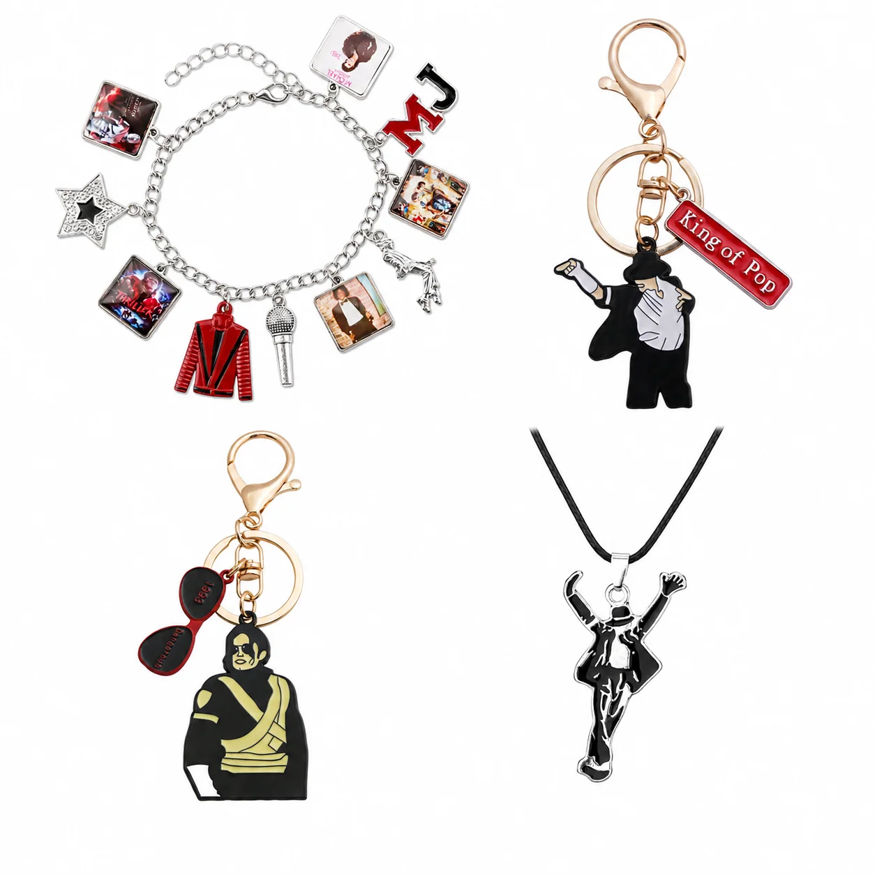 Artist Singer BAD Necklace Rock Roll Everlasting Classic MJ Keychain Pendant Hot bracelet Charm Punk Jewelry Men Women Gift