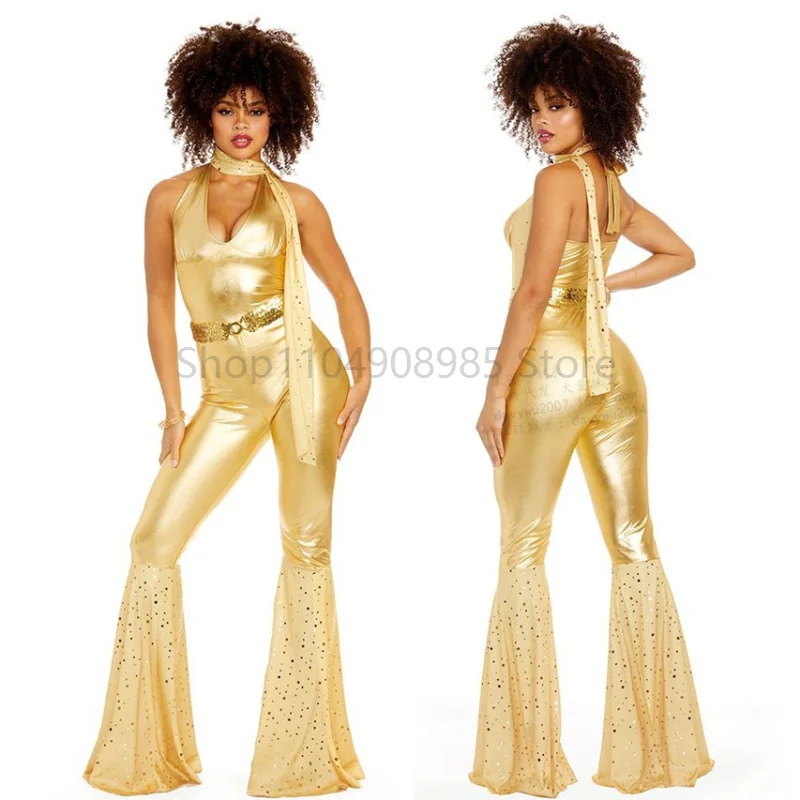 

70's Disco Couple Costume Fashion Halloween Cosplay Costumes Vintage 80's Hippies Costume Women Music Festival Party Outfits