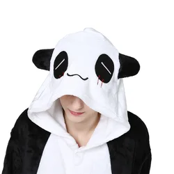 Cartoon Animal Thermal Pajamas Kigurumi Panda One-piece Pajamas Ankle-length Loungewear Couple Nightwear Warm Hooded Onesies