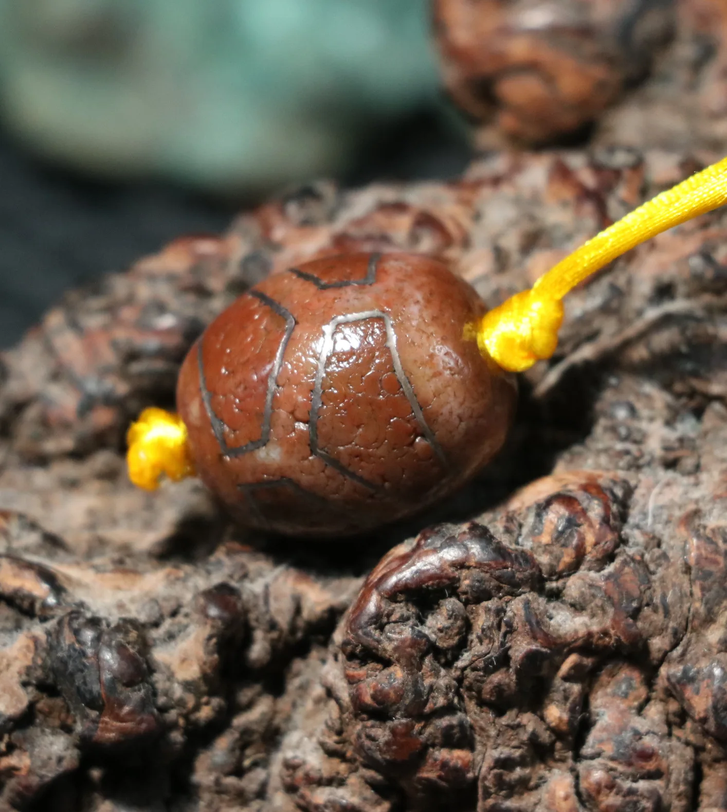 Treasure Unique Ultra Magic Power Tibetan Old Agate Turtle Shell Longevity Silver Inlay Daluo Dzi Bead 5A $$$ Timestown UPD22