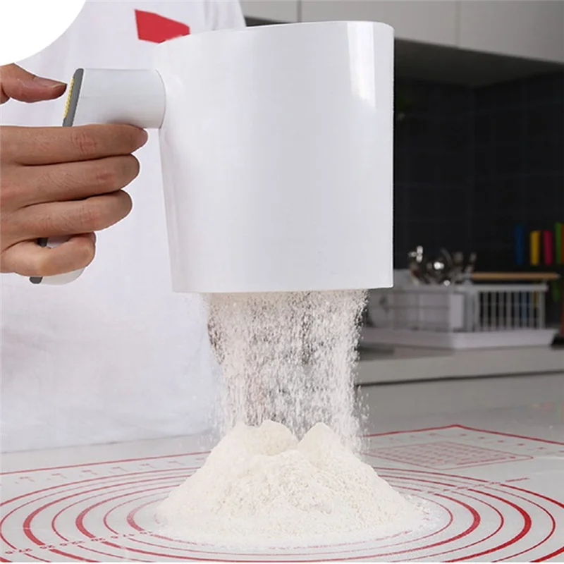 Handheld Electric Flour Sieve Icing Sugar Powder Stainless Steel Flour Screen Cup Shaped Sifter Kitchen Pastry Cake Tool