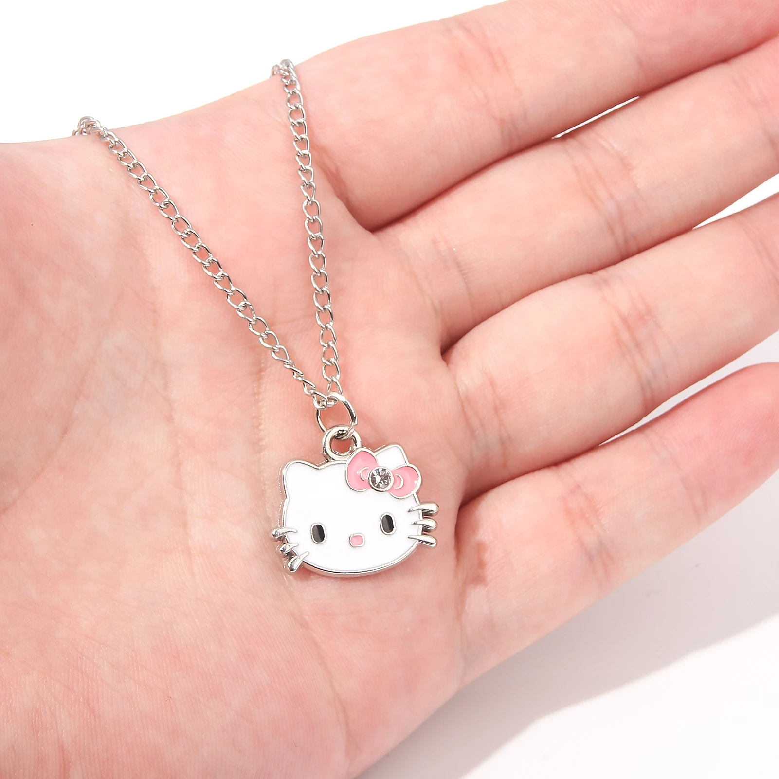 Hello Kitty Pendant Necklaces Fashion Bow Cute Cat Necklace For Women Men Jewelry Accessories Gifts Girl Metal KT Cat Pendant image 5