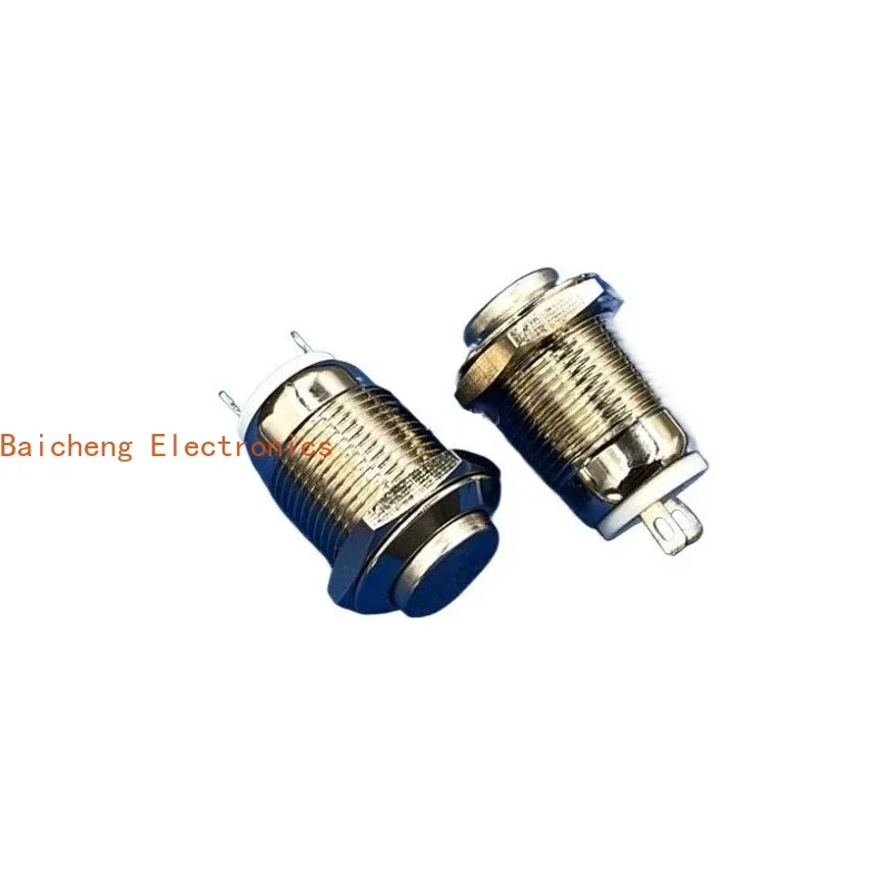 10PCS Waterproof dust circular 2-pin metal protruding button, motorcycle horn, self resetting jog button, power switch