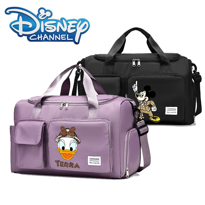 Women Disney MICKEY MOUSE Carry on Travel Bag Large Capacity Gym Weekend Duffle Bags with Shoe Compartment Sport Fitness HandBag