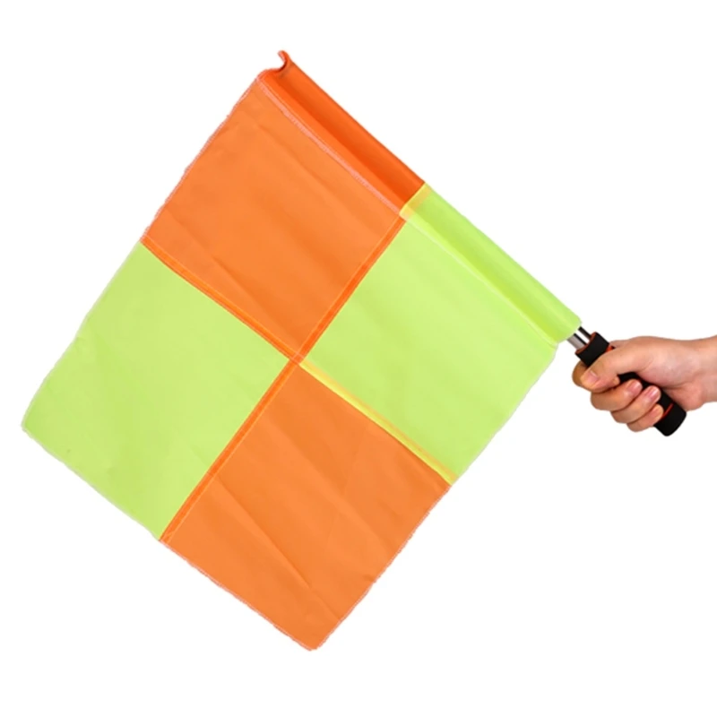 2 Pcs Sports Game Football Linesman Flags Soccer Referee Flags Portable Checkered Linesman Flags with Bag Easy to Use