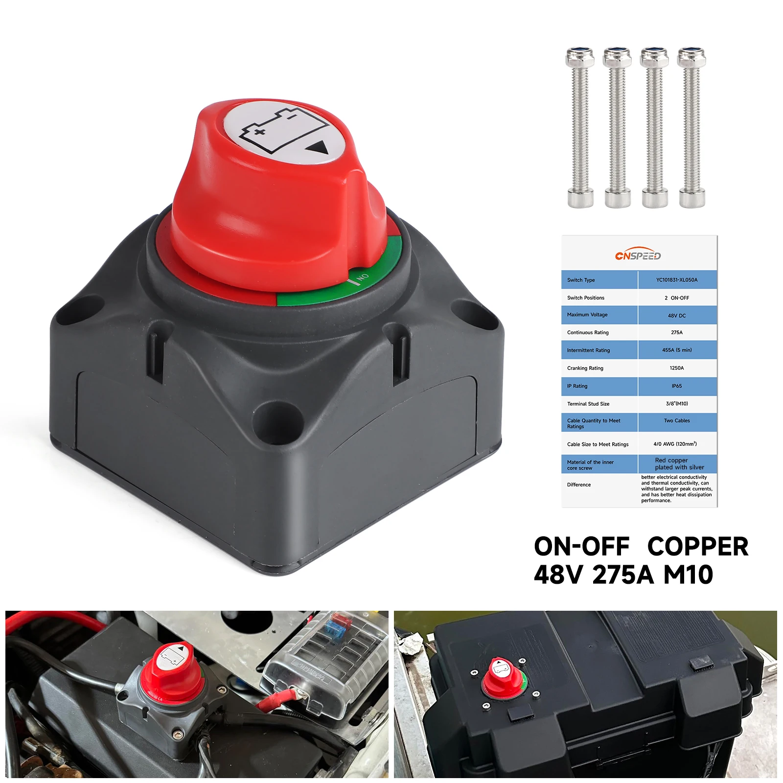 Neue 12 V - 48 V 300A 2 Position Batterie Trennschalter Power Cut Off Kill Drehschalter für Auto Fahrzeug RV Marine Boot