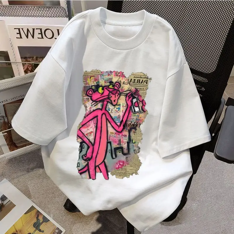 

Funny Pink Leopard Men T Shirt Heavy 100% Cotton New T-Shirt Summer Oversized loose Short Sleeve Tee Cartoon Print Tshirt Tees