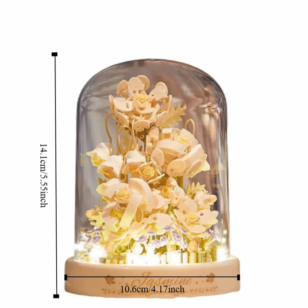 Bloques de Construcción de Árbol de Sakura con Luz Ambiental, Diseño Exquisito, Microbloques de Construcción, Bloques de Ensamblaje de Flores, Decoración de Plantas en Maceta