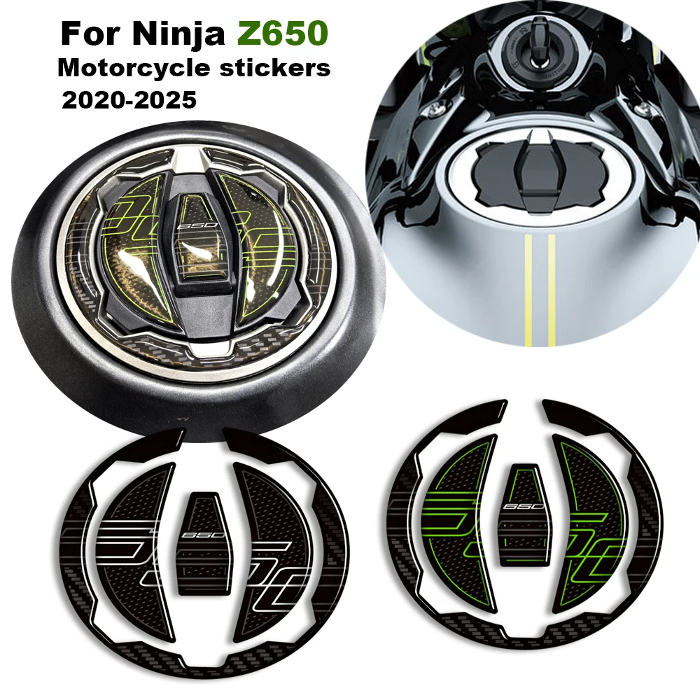 3D resin Motorcycle Tank pad Cap stickers windshield windscreen decals decoration kit For kawasaki Ninja Z 650 z650 2020-2025