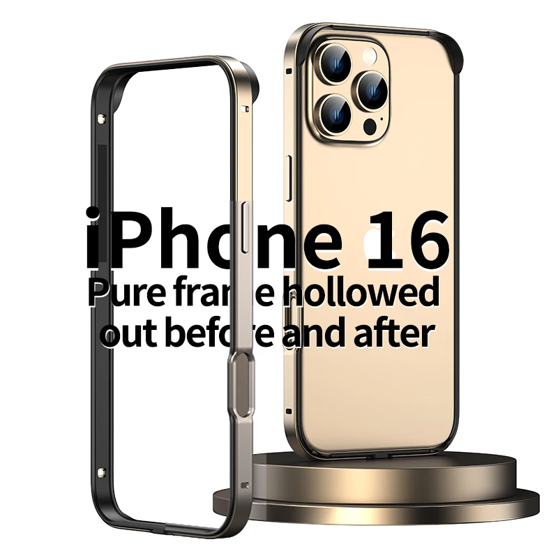 Metal Bumper Case For iPhone 16 Pro Max 15 14 Plus 13 16Pro Alloy + Silicone Frame Bare Hand Feeling Armor Corners Cover