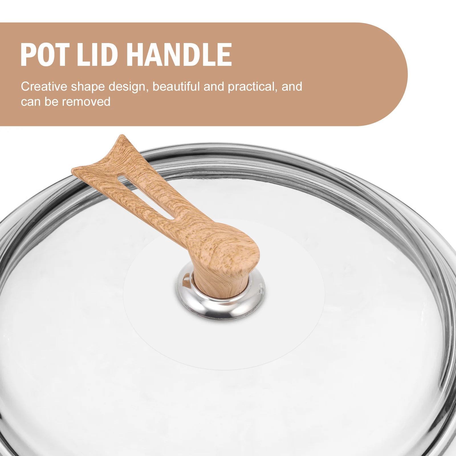 

2pcs Pot Cover Handle Replacement Universal Cookware Lid Handgrip Heat Resistant Bakelite Stainless Steel Grip For Kitchen Wok