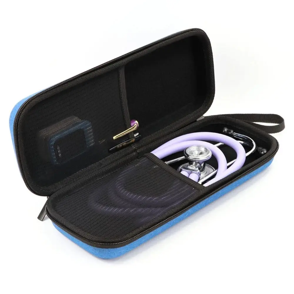 Portable EVA Stethoscope Storage Bag Hard Shell Empty Stethoscope Carrying Case Shockproof Mesh Pockets Emergency Bag Travel