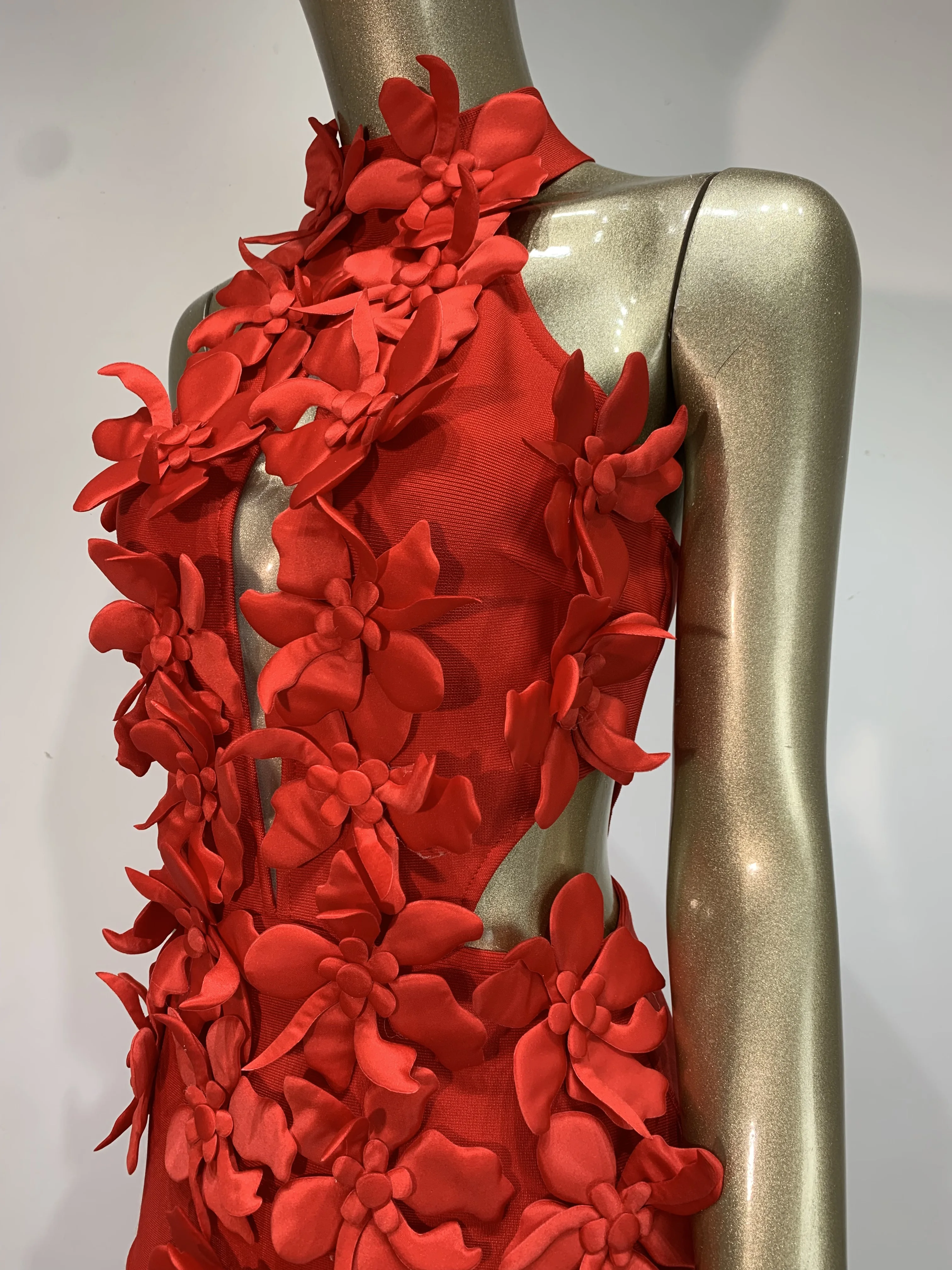 Mulheres sexy buraco chave flor tanque vermelho celebridade maxi longo bodycon bandage vestido 2025 elegante noite clube vestido de festa