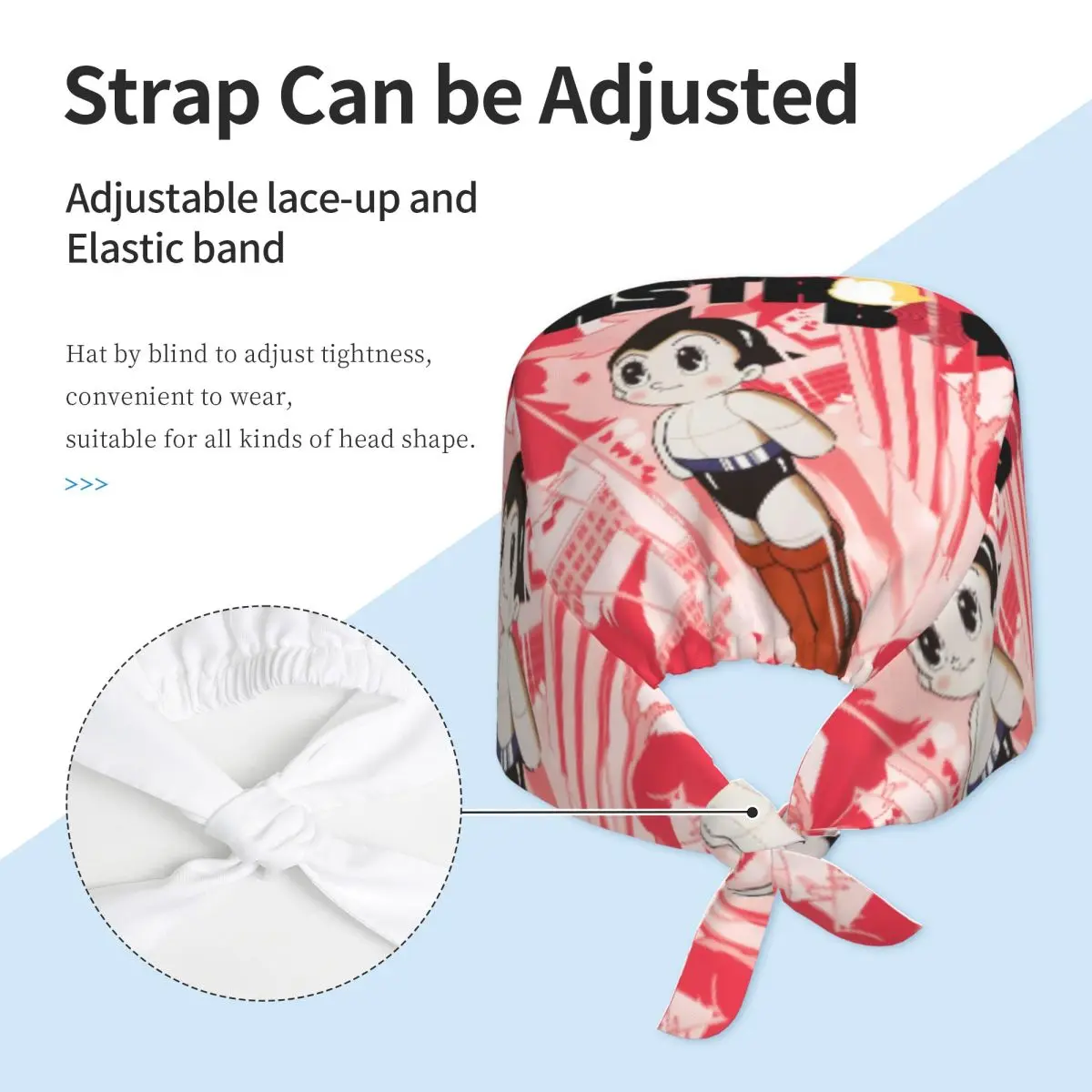 カスタム調整可能なA-アストロードボーイロボットアニメワーキングハット男女兼用ホットスクラブキャップスクラブ看護師ドクター外科医キャップ（看護師用）